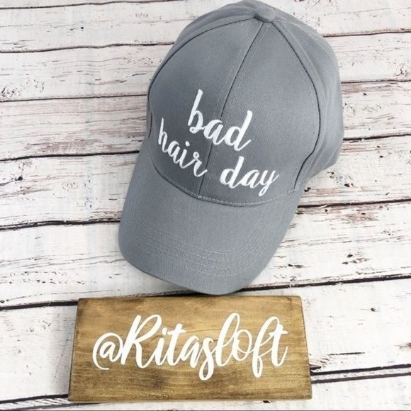 "BAD HAIR DAY" - Embroidered Adjustable Ball Cap - Picture 3 of 6